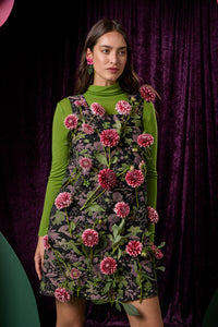Gorman - Floral Flight Denim Mini Dress - black