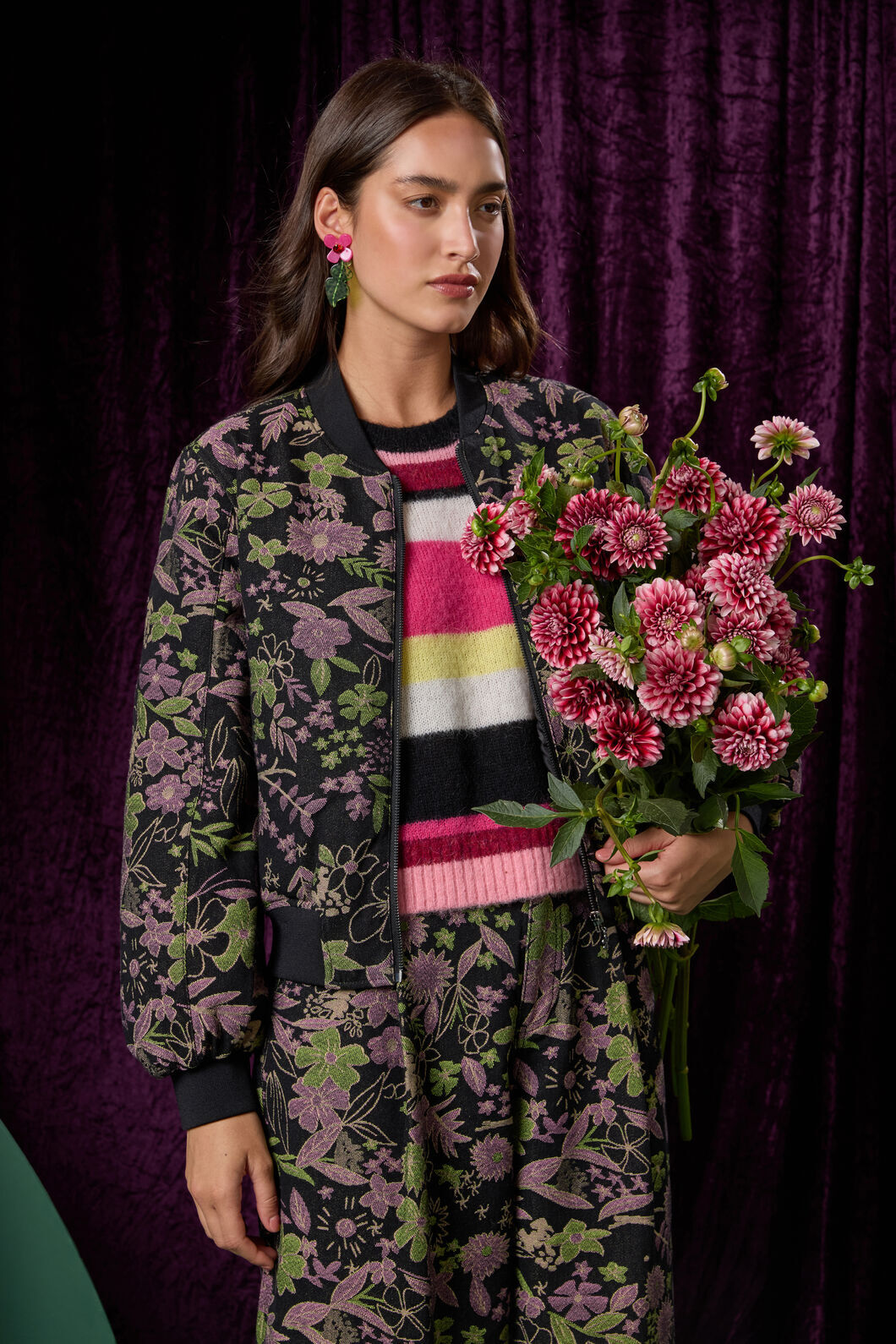 Gorman - Floral Flight Denim Bomber - black
