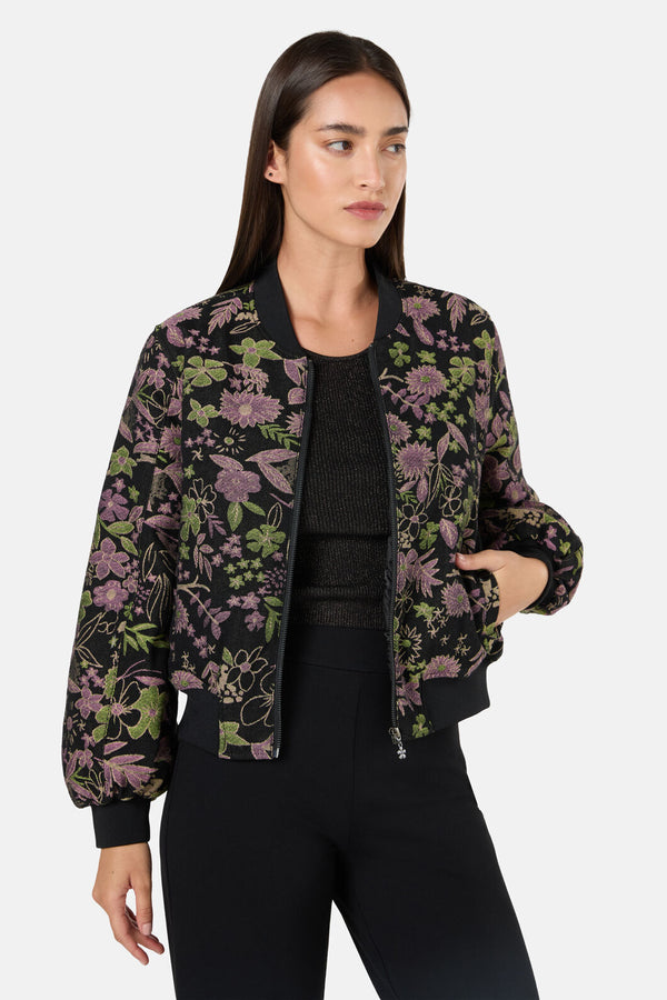 Gorman - Floral Flight Denim Bomber - black