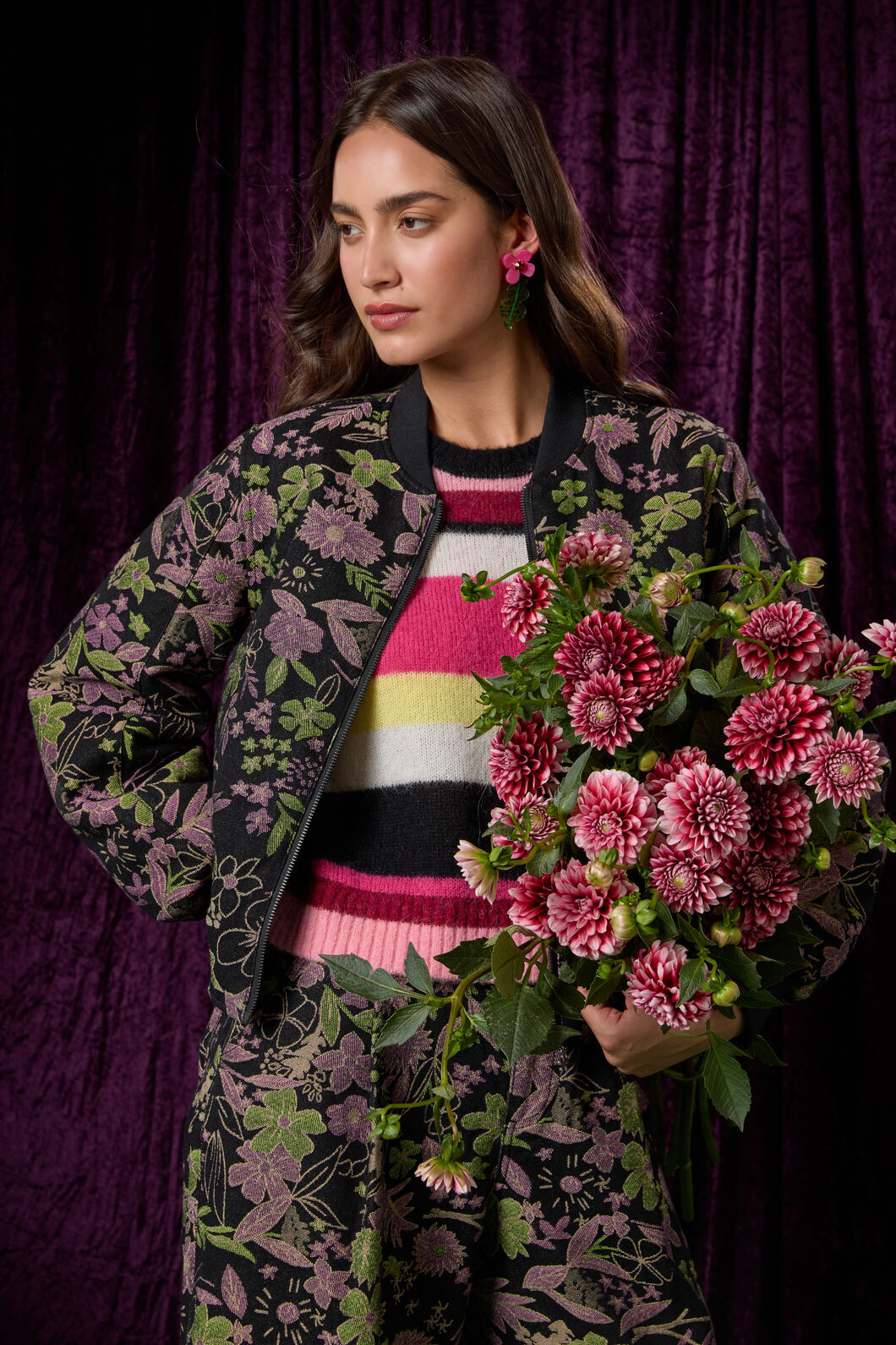Gorman - Floral Flight Denim Bomber - black