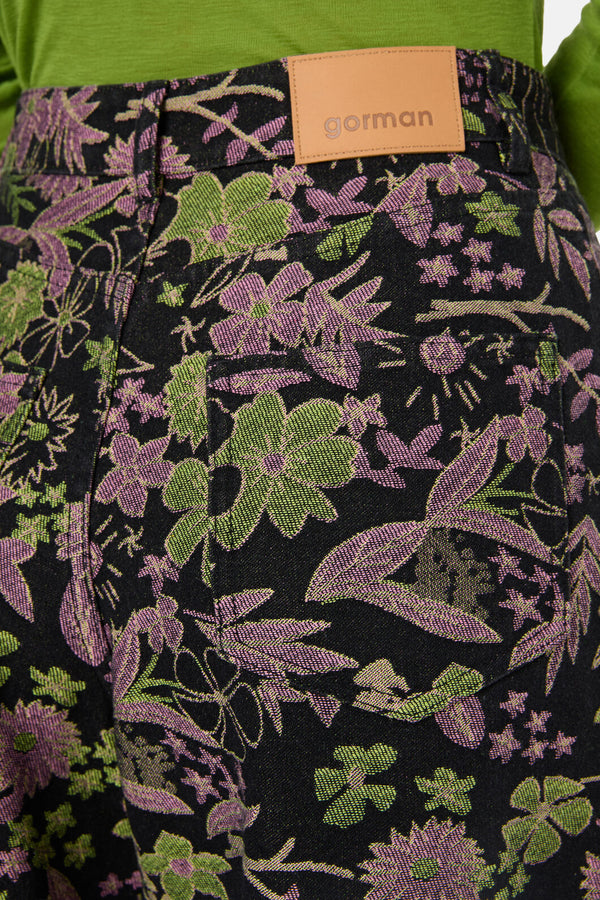 Gorman - Floral Flight Denim Skort - black