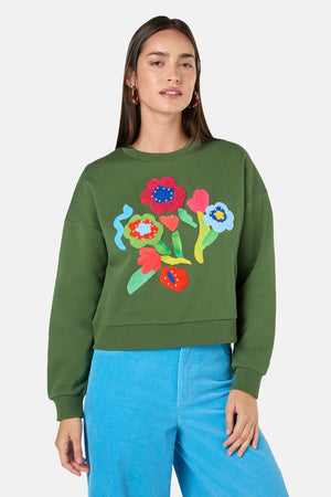 Gorman - Expressionist Embroidered Sweater - olive