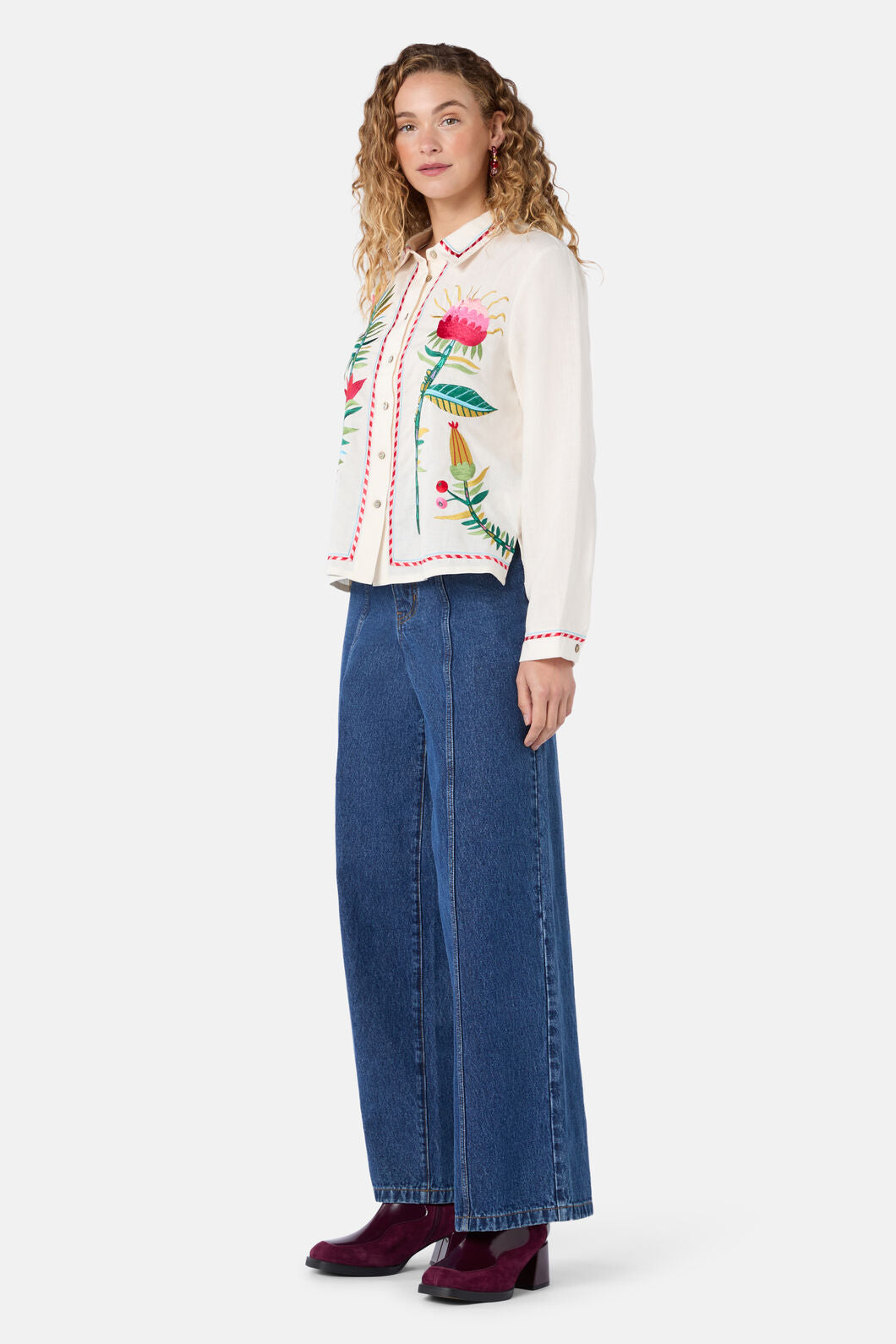 Gorman - Pretty Protea Embroidered Shirt - cream