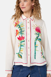 Gorman - Pretty Protea Embroidered Shirt - cream