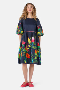Gorman - Pretty Protea Cotton Dress - navy