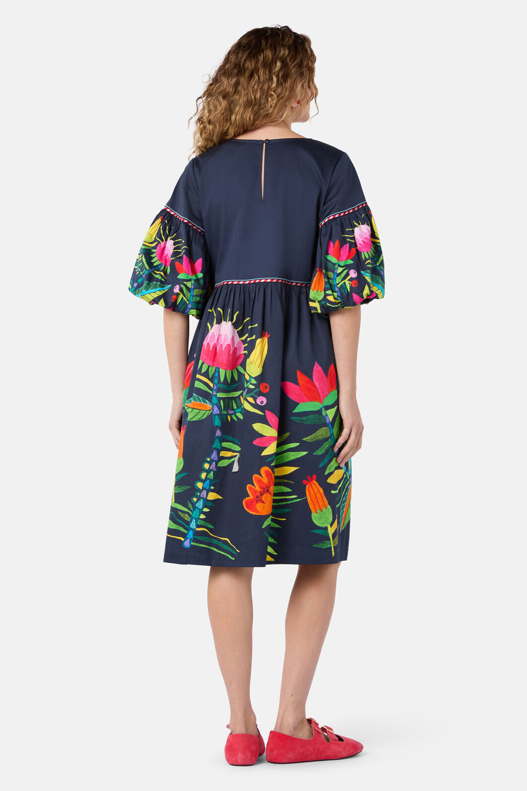 Gorman - Pretty Protea Cotton Dress - navy