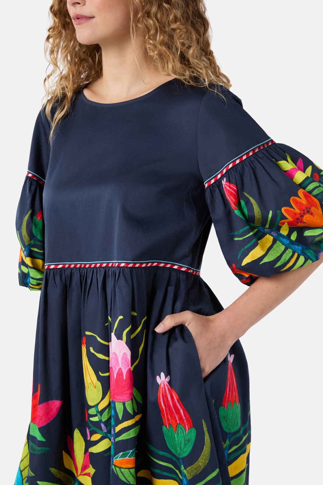 Gorman - Pretty Protea Cotton Dress - navy
