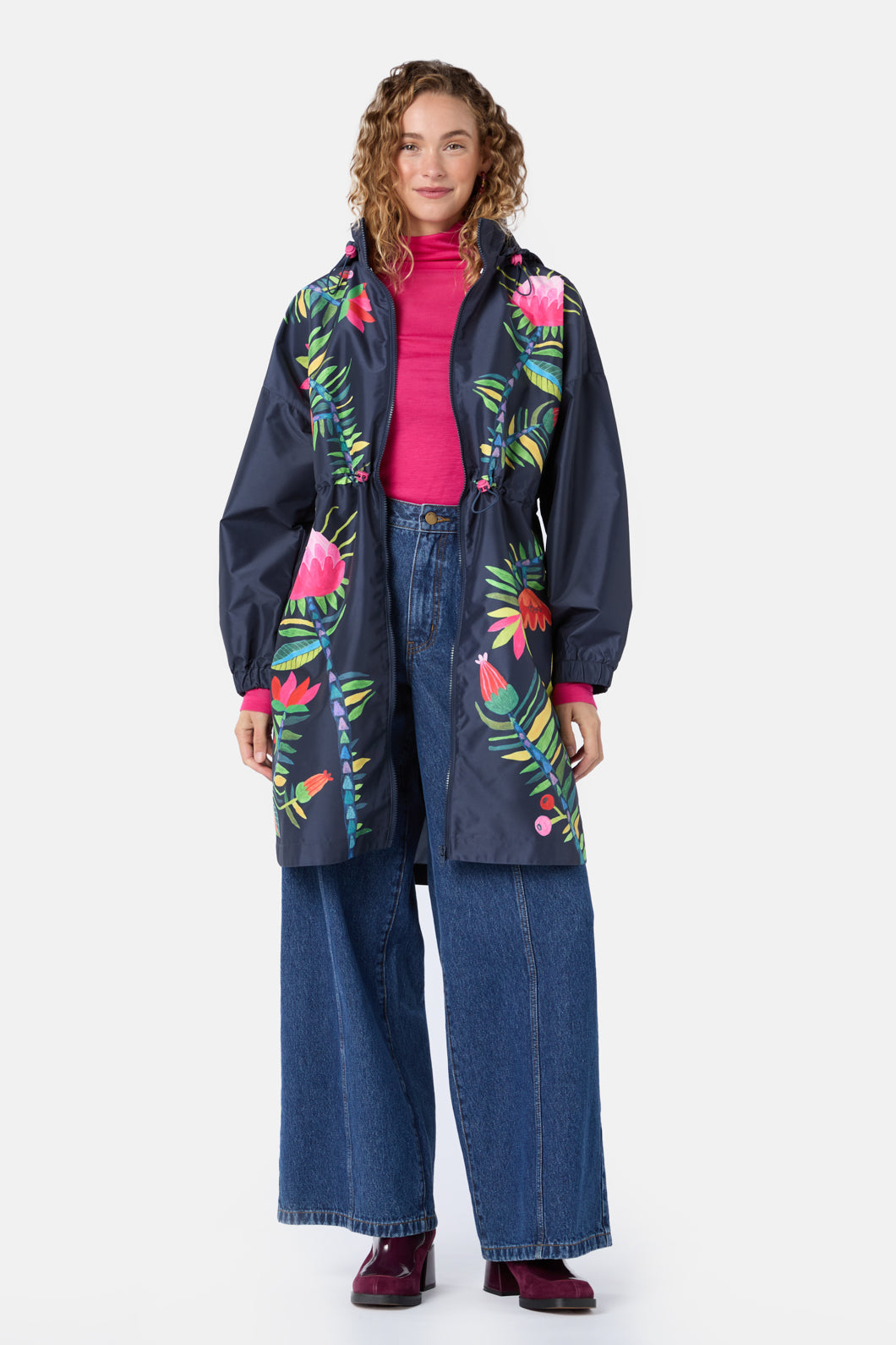 Gorman - Pretty Protea Long Raincoat - navy