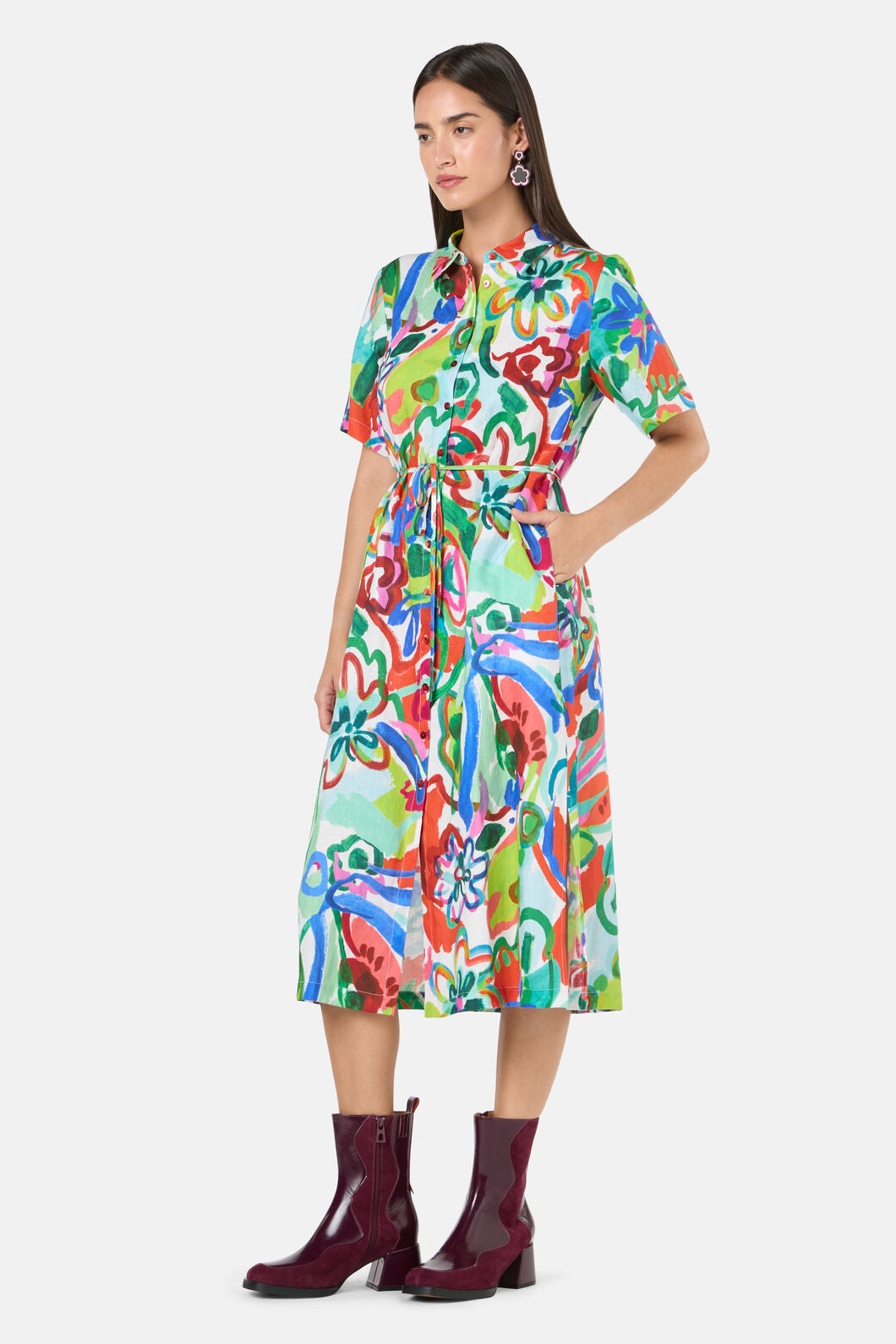 Gorman - Abstract Flower Linen Dress - print