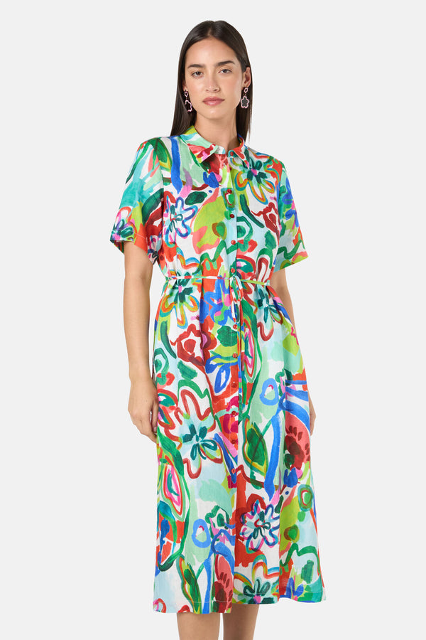 Gorman - Abstract Flower Linen Dress - print