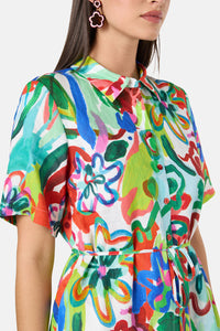 Gorman - Abstract Flower Linen Dress - print