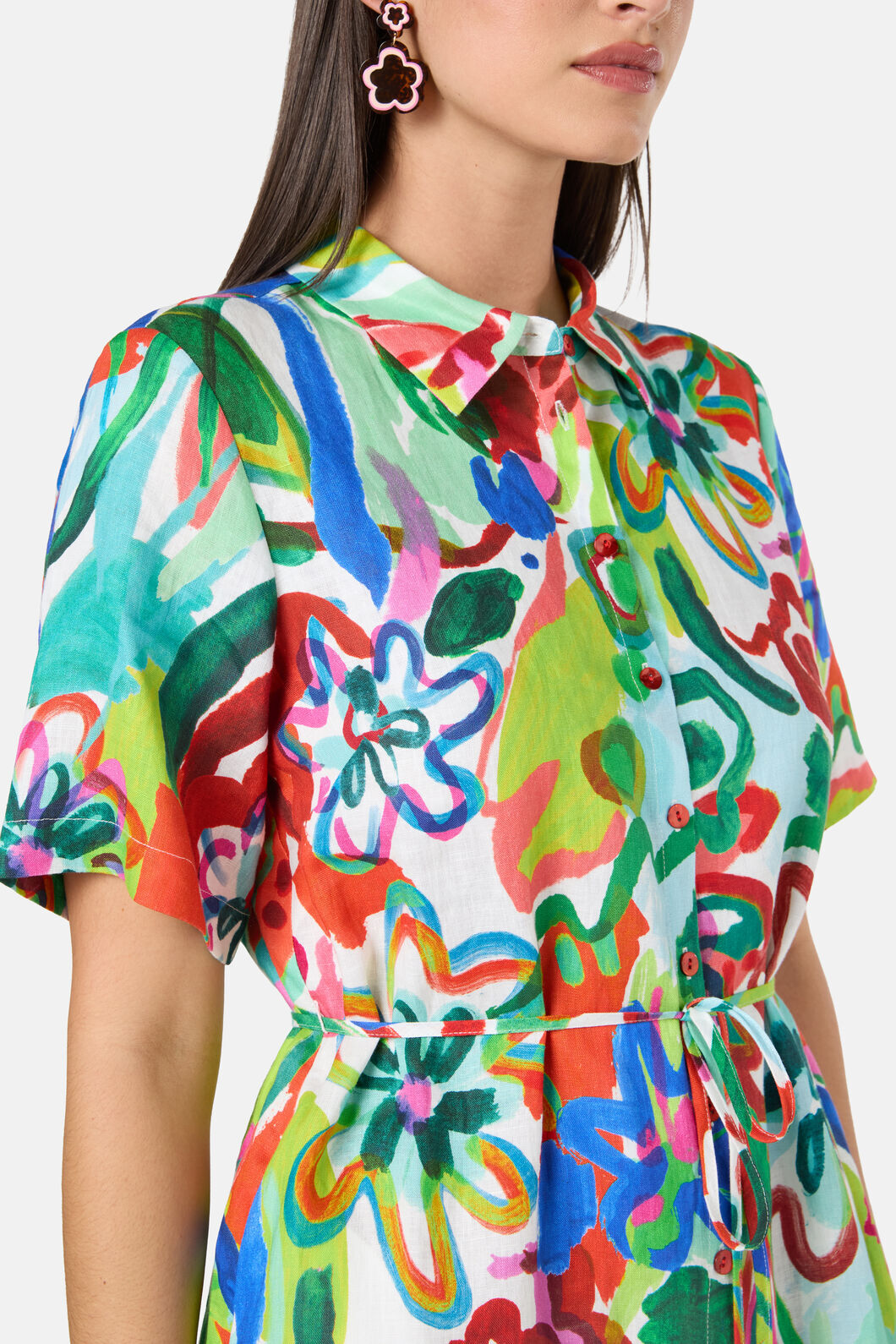 Gorman - Abstract Flower Linen Dress - print