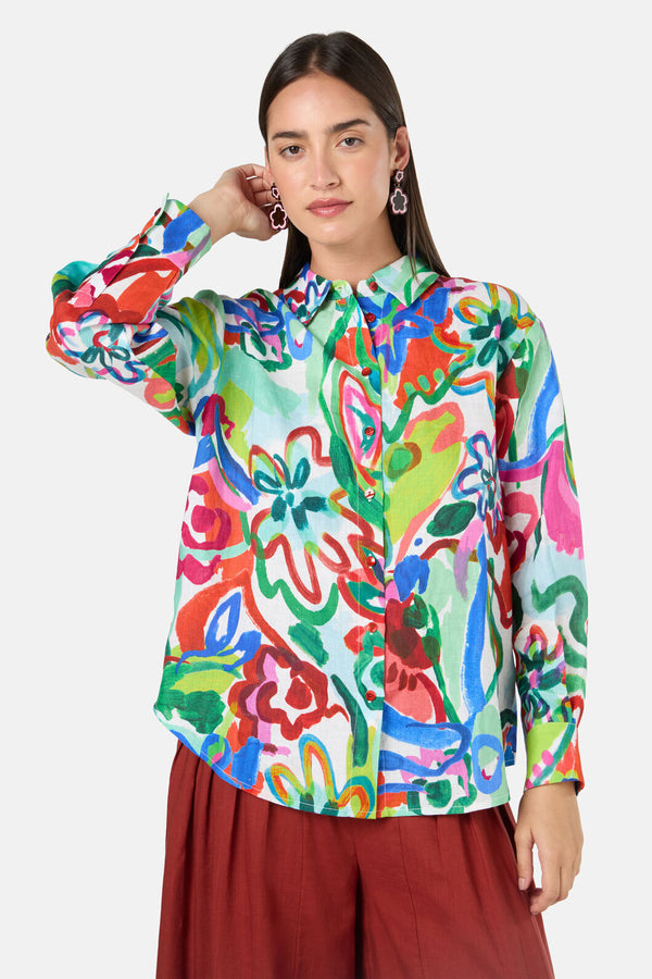 Gorman - Abstract Flower Linen Shirt - print