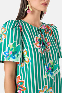 Gorman - Abstract Flower Tie Smock Dress - print