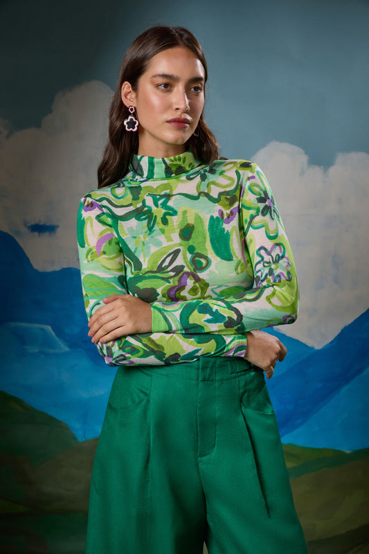 Gorman - Abstract Flower Merino Polo - print