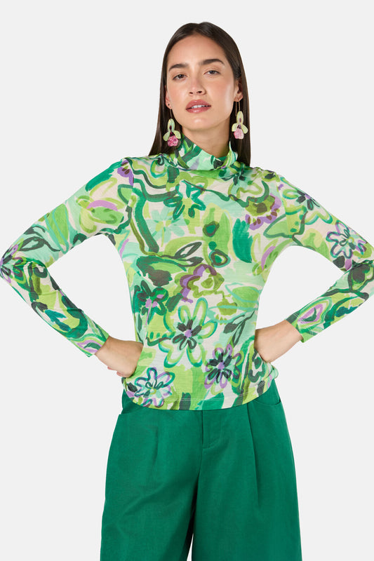 Gorman - Abstract Flower Merino Polo - print