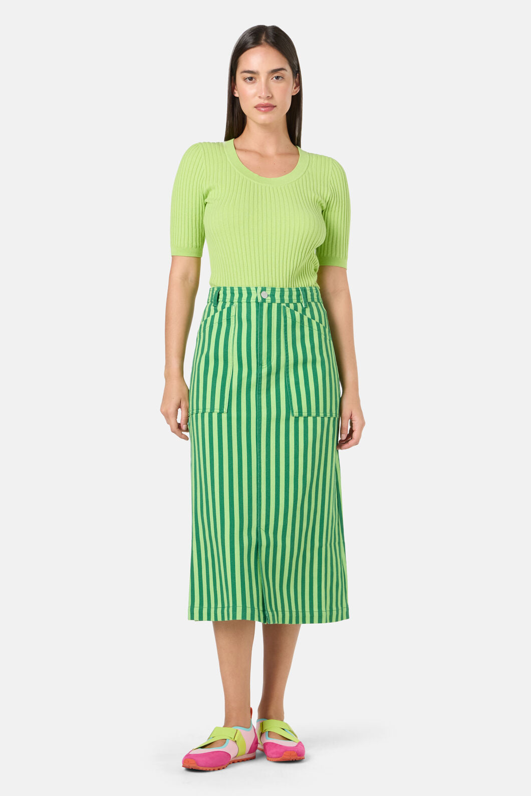 Gorman - Linea Stripe Denim Skirt - stripe