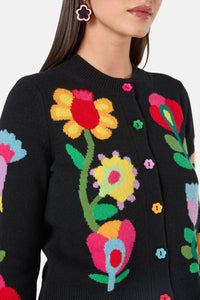 Gorman - Whimsical Blooms Cardigan - black