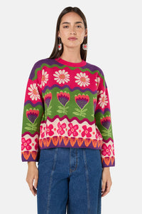 Gorman - Blooming Stripe Cotton Jumper - multi