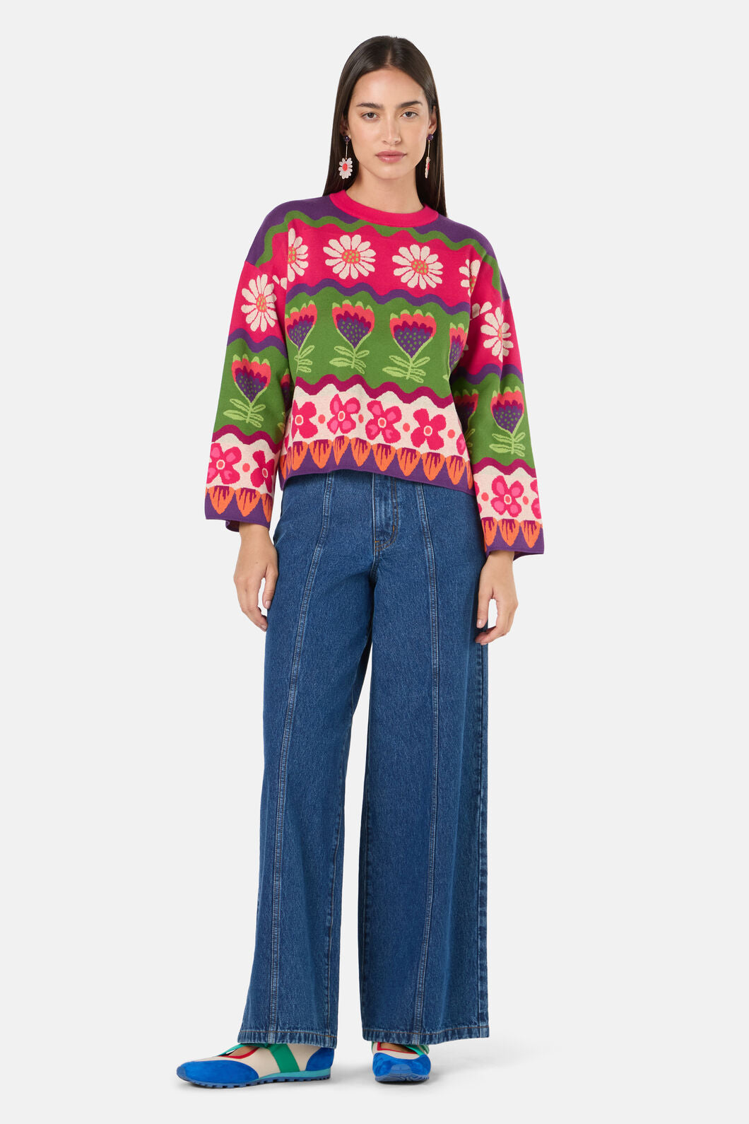 Gorman - Blooming Stripe Cotton Jumper - multi