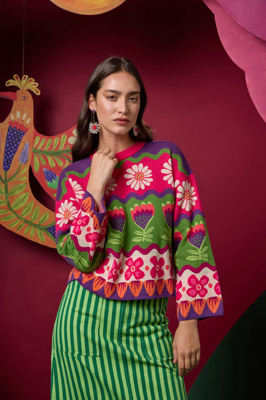 Gorman - Blooming Stripe Cotton Jumper - multi