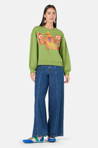 Gorman - Blooming Bird Embroidered Swea - green