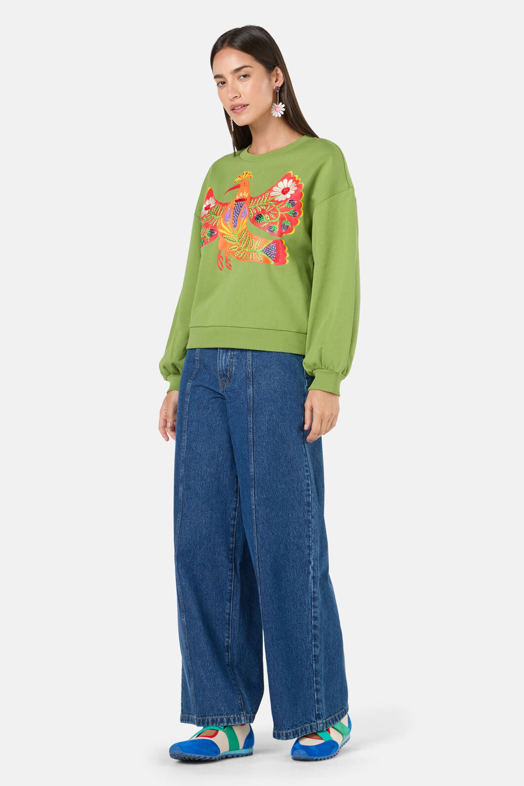 Gorman - Blooming Bird Embroidered Swea - green