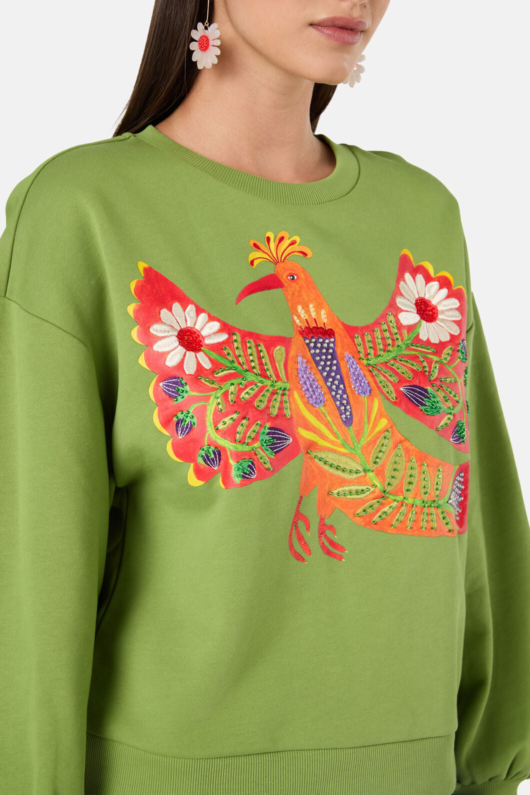 Gorman - Blooming Bird Embroidered Swea - green