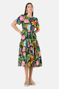 Whimsical Blooms Tiered Dress - 4 / Print