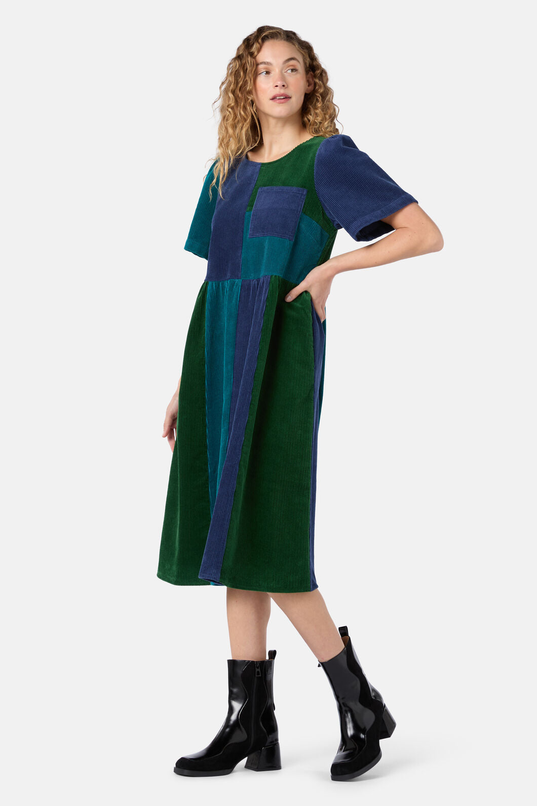 Gorman - Puzzle Spliced Corduroy Dress - multi