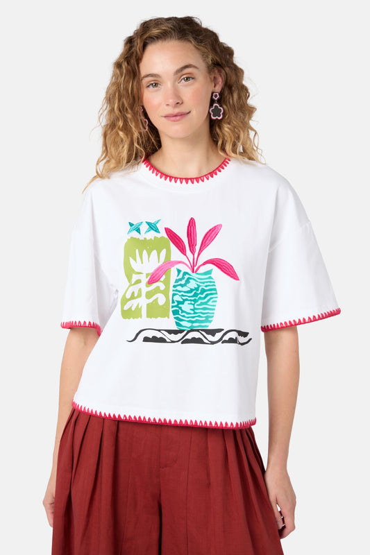 Gorman - Morocco Embroidered Relaxed Tee - white