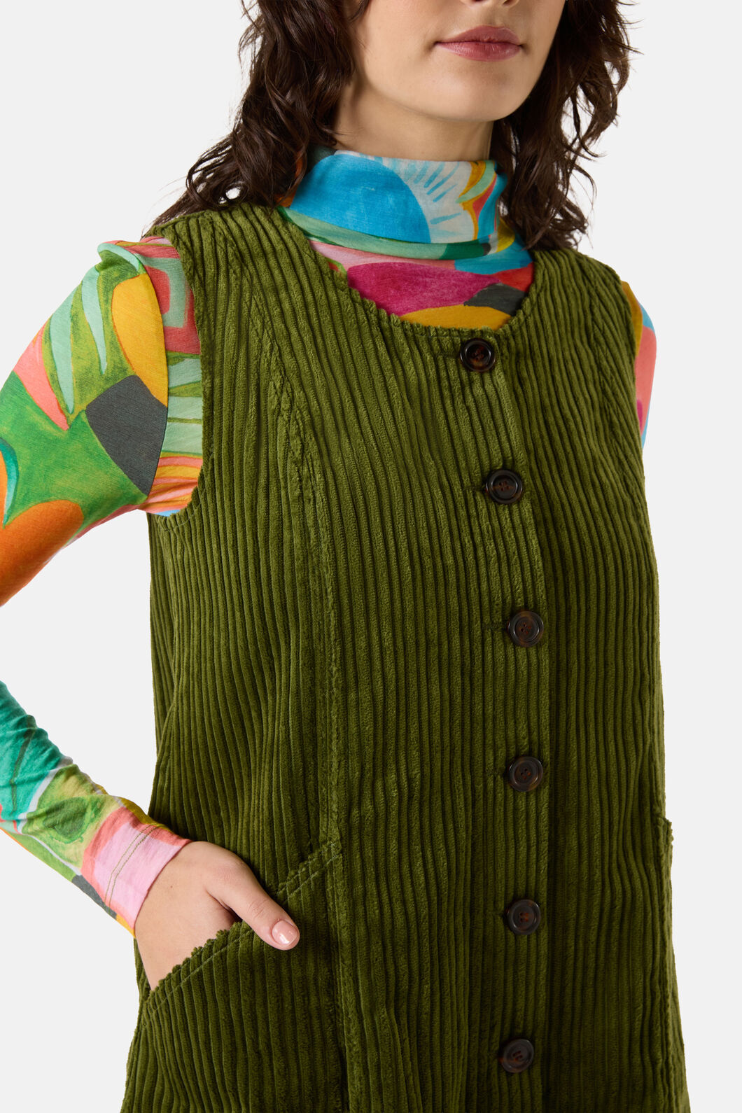 Gorman - Pesto Cord Pinafore - green