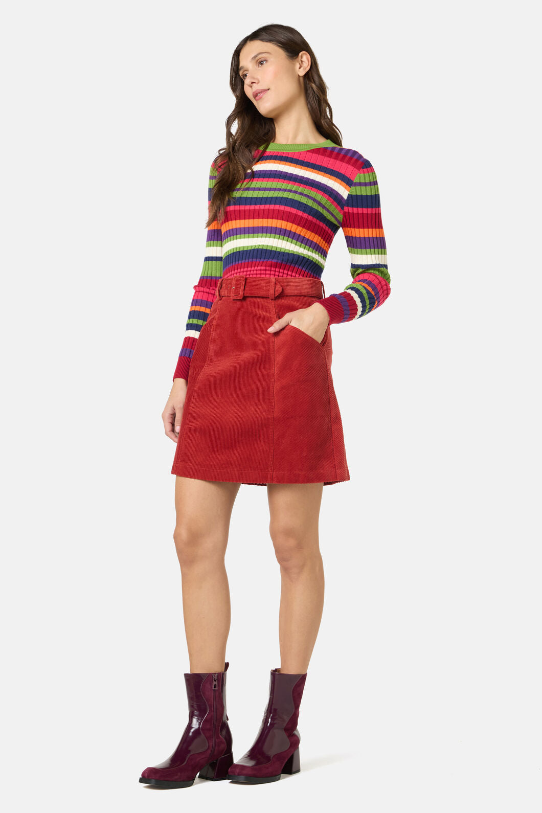 Gorman - Heather Cord Mini Skirt - red