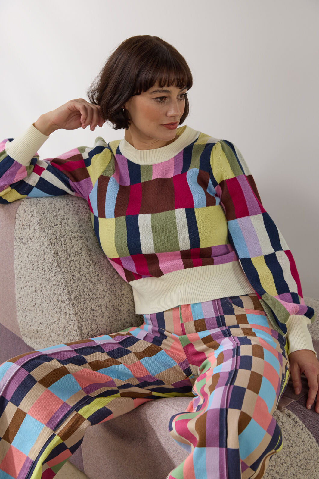 Gorman - Arty Check Knit Jumper - print