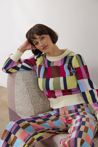 Gorman - Arty Check Knit Jumper - print