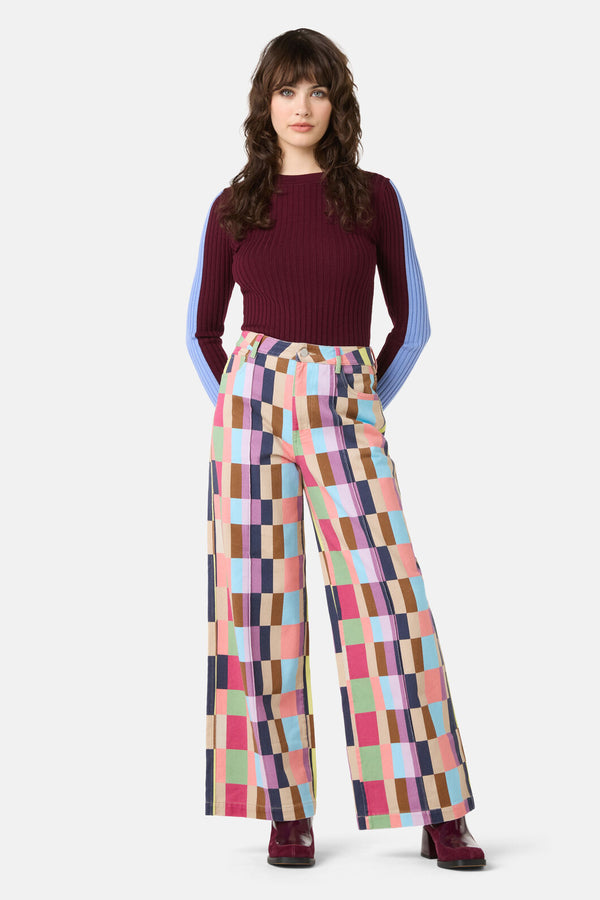 Gorman - Arty Check Wide Denim Jean - print