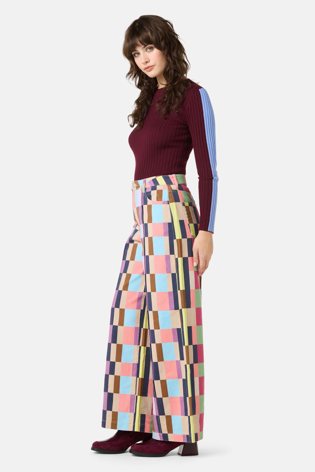 Gorman - Arty Check Wide Denim Jean - print