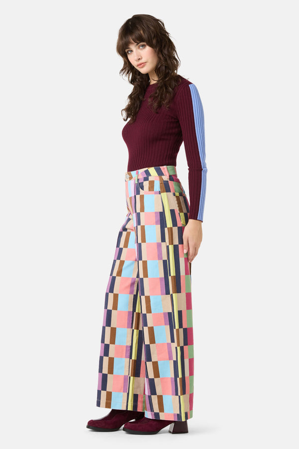 Gorman - Arty Check Wide Denim Jean - print