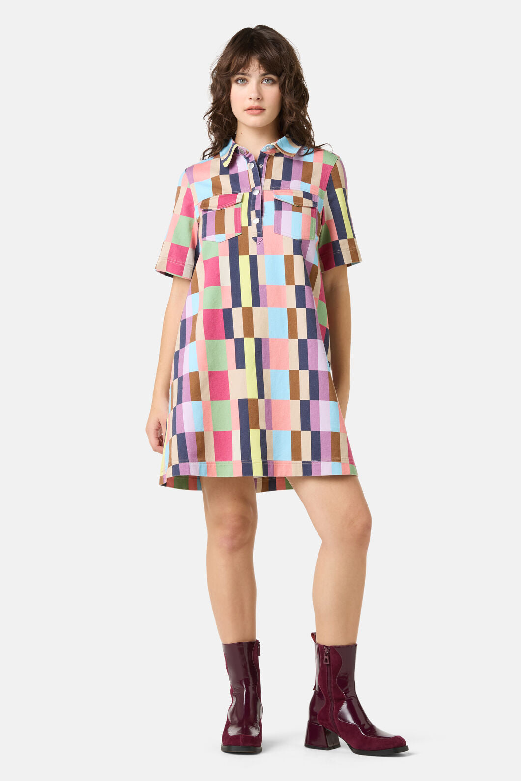 Gorman - Arty Check Denim Shirt Dress - print