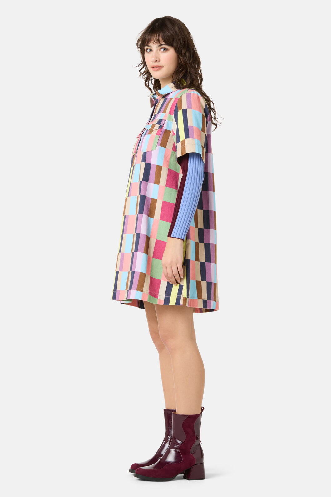Gorman - Arty Check Denim Shirt Dress - print