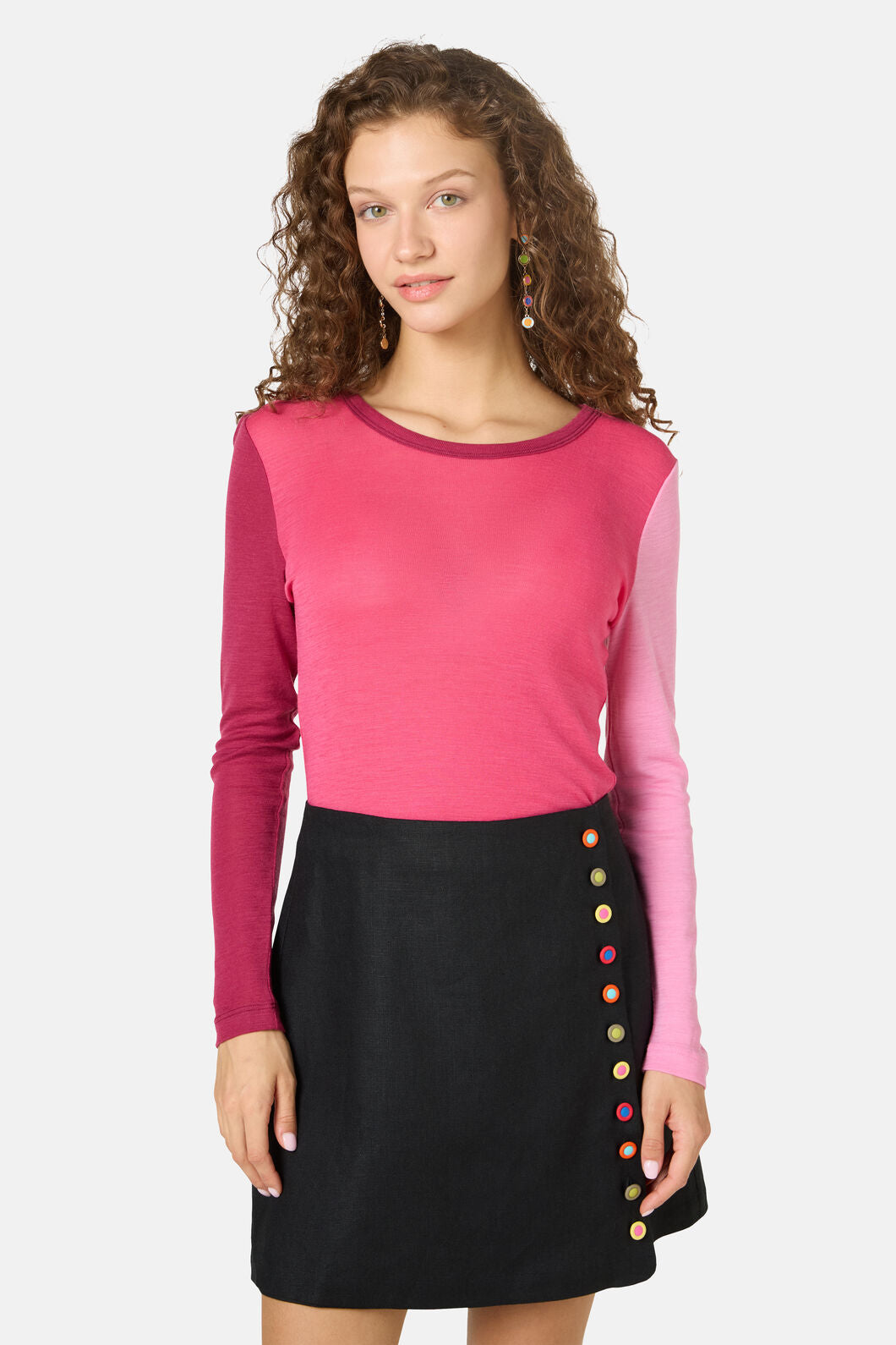 Gorman - Colour Block Merino Crew Neck - pink
