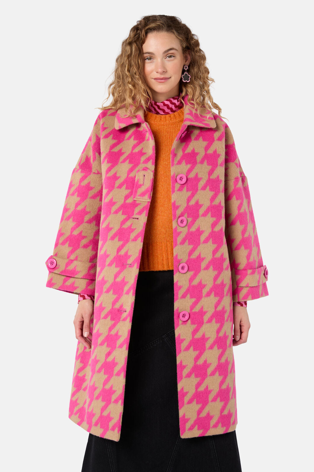 Gorman - Houndstooth Pink Coat - pink