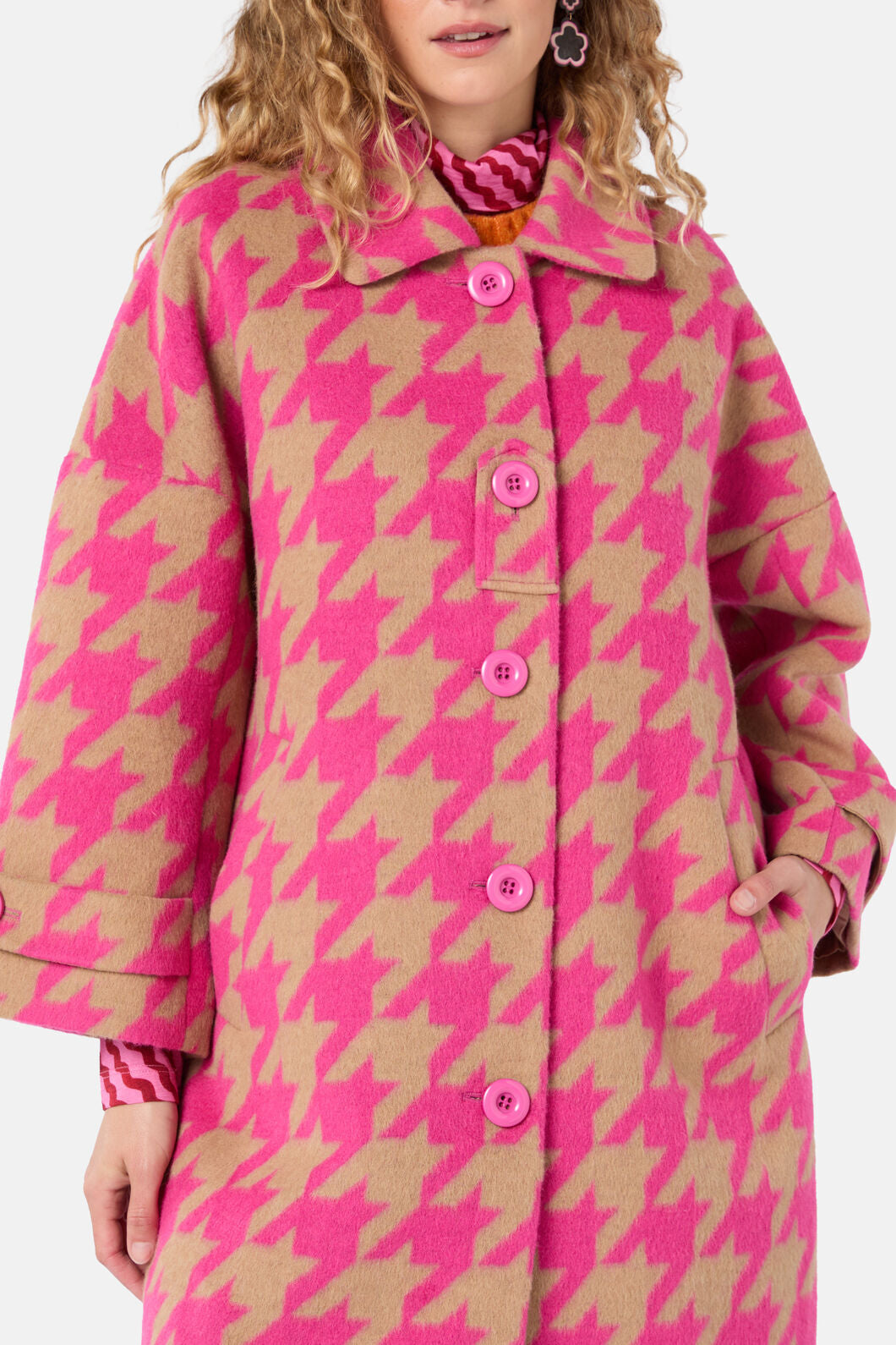 Gorman - Houndstooth Pink Coat - pink