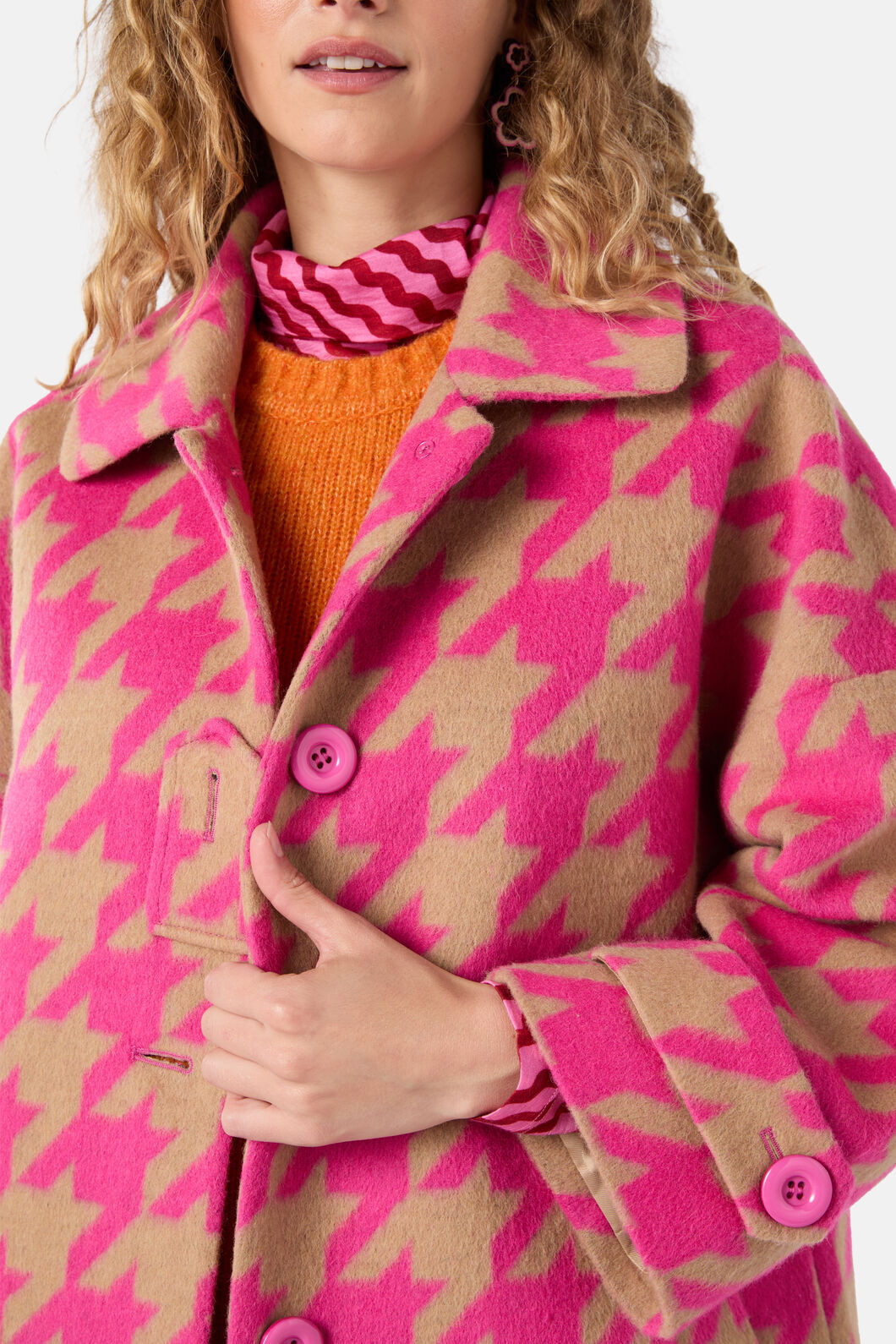 Gorman - Houndstooth Pink Coat - pink