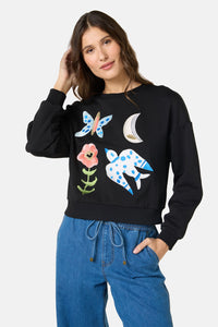 Gorman - The Garden Embroidered Sweater - black