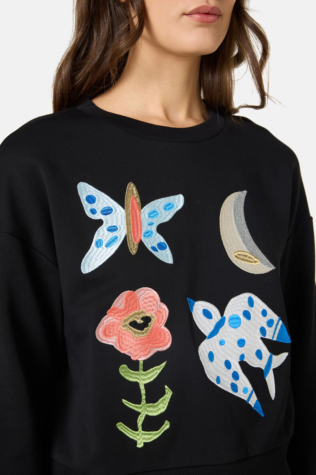 Gorman - The Garden Embroidered Sweater - black