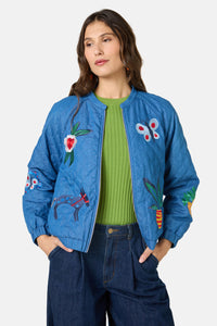 Gorman - Garden Bed Denim Bomber Jacket - blue