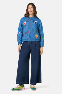 Gorman - Garden Bed Denim Bomber Jacket - blue