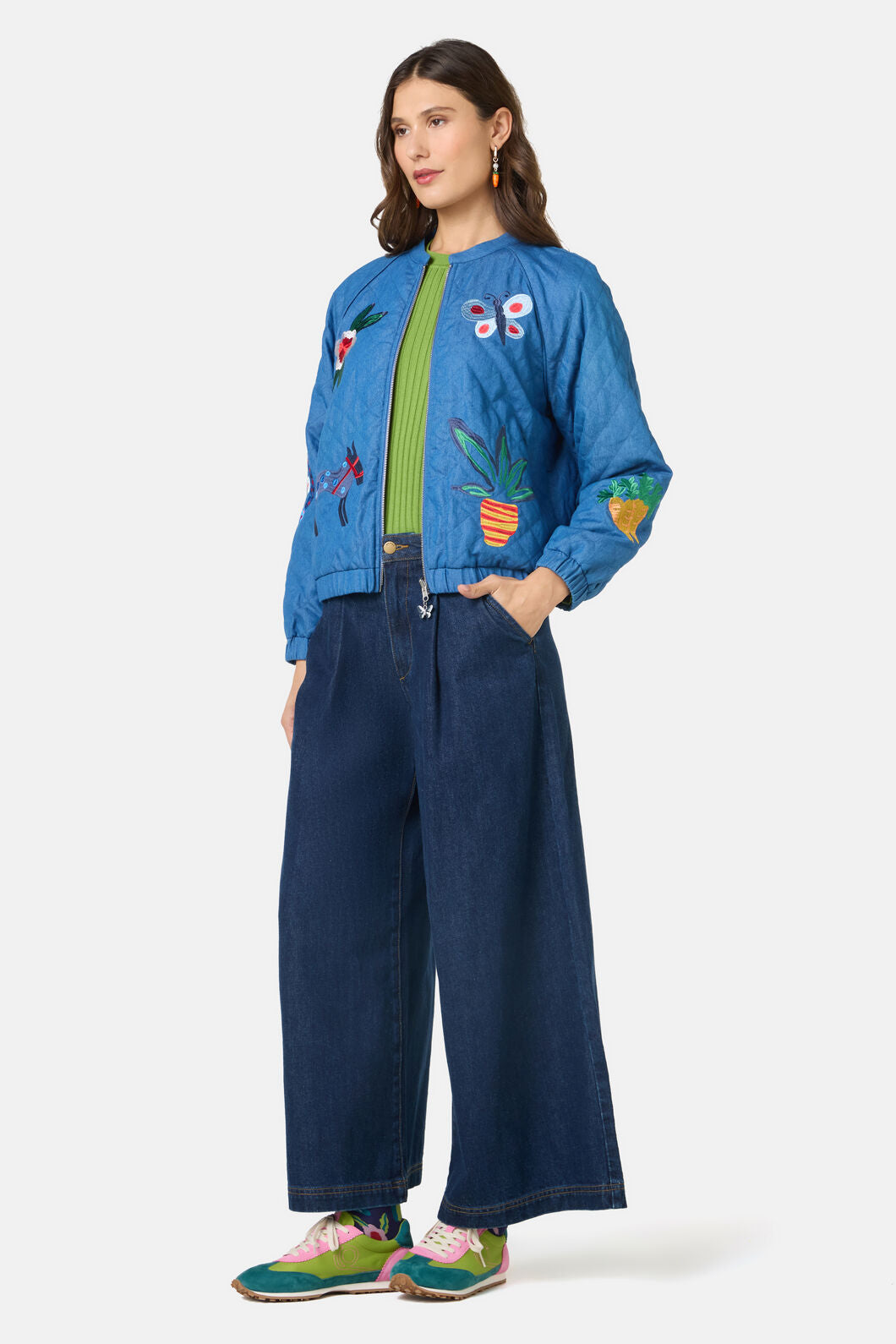 Gorman - Garden Bed Denim Bomber Jacket - blue