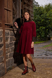 Gorman - Dahlia Cord Smock Dress - plum